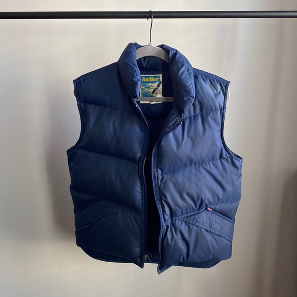 Vintage Antler Down Puffer Vest - Navy Blue - Picture 1 of 2